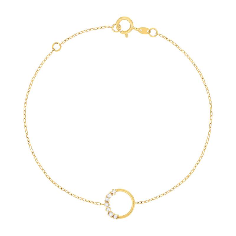 Bracelet or 375 jaune 7 zirconias 20 cm - vue 1