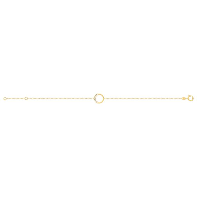 Bracelet or 375 jaune 7 zirconias 20 cm - vue 2