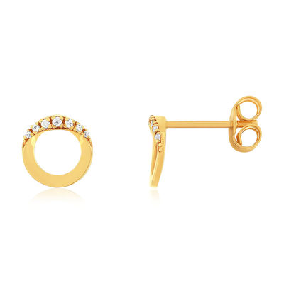 Earrings in 375 yellow gold 14 zirconias