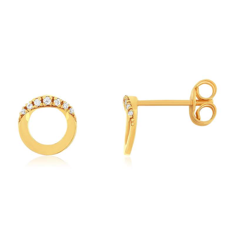 Boucles d'oreilles or 375 jaune 14 zirconias - vue 1