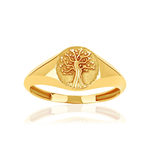 Chevalière or 375 jaune arbre de vie - vue 1