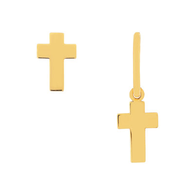 Boucles d'oreilles or 375 jaune croix