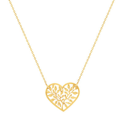 Collier or 375 jaune coeur 44,5 cm - vue 1