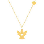Collier or 375 jaune coeur et pampille ange 45cm - vue 1