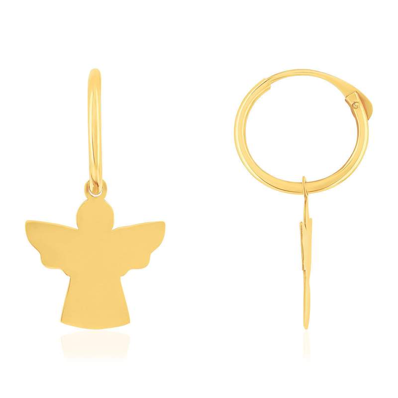Angel Yellow 375 Gold Hoop Earrings - View 1
