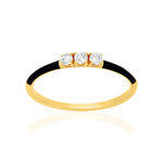 Ring van 375 geelgoud met zwarte hars en 3 zirkonia's - afbeelding 1