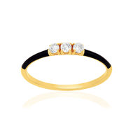 Bague or 375 jaune résine noire et 3 zirconias