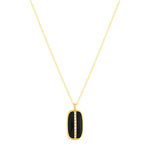 Collier or 375 jaune résine noire et zirconias 43cm - vue 1