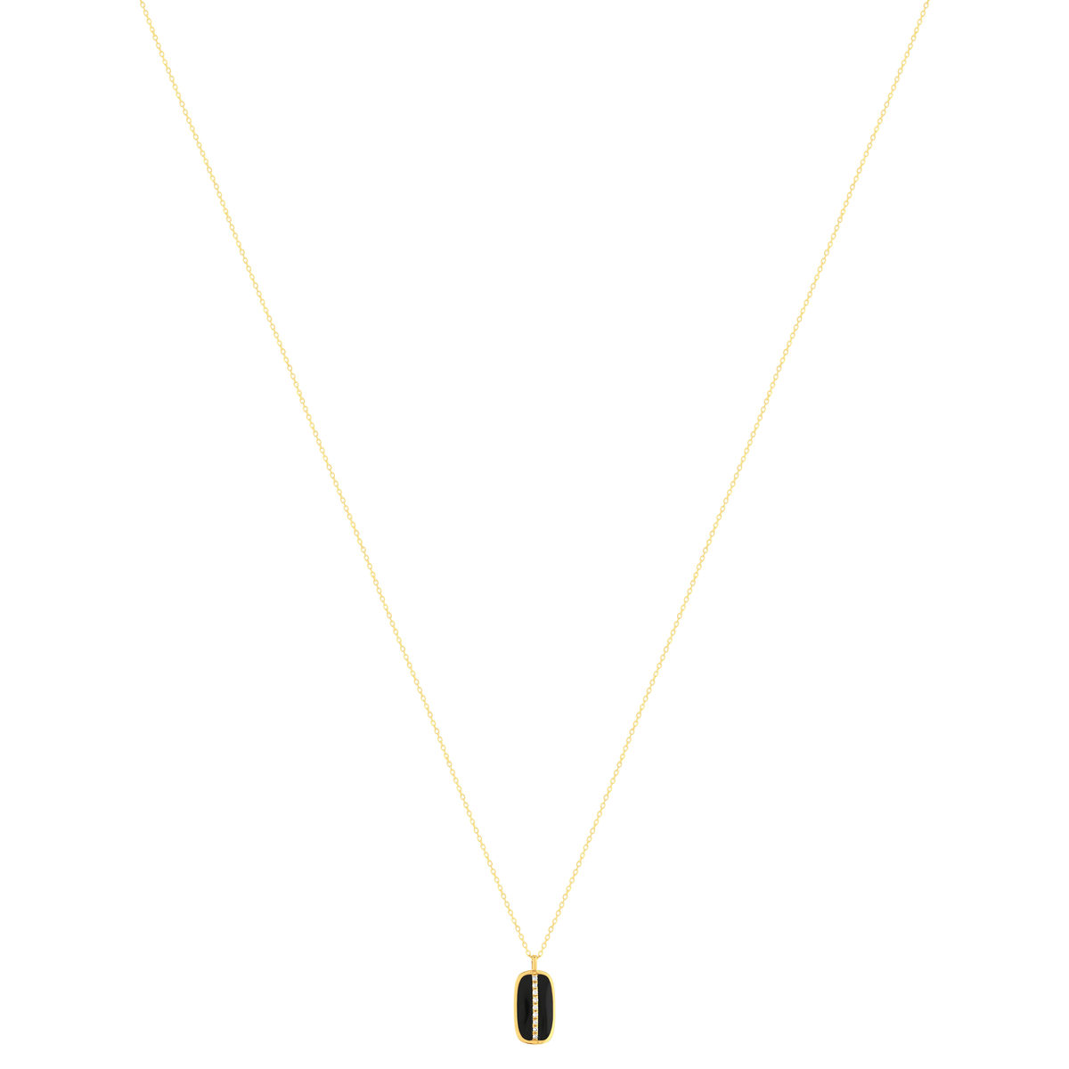 Collier or 375 jaune résine noire et zirconias 43cm - vue 2