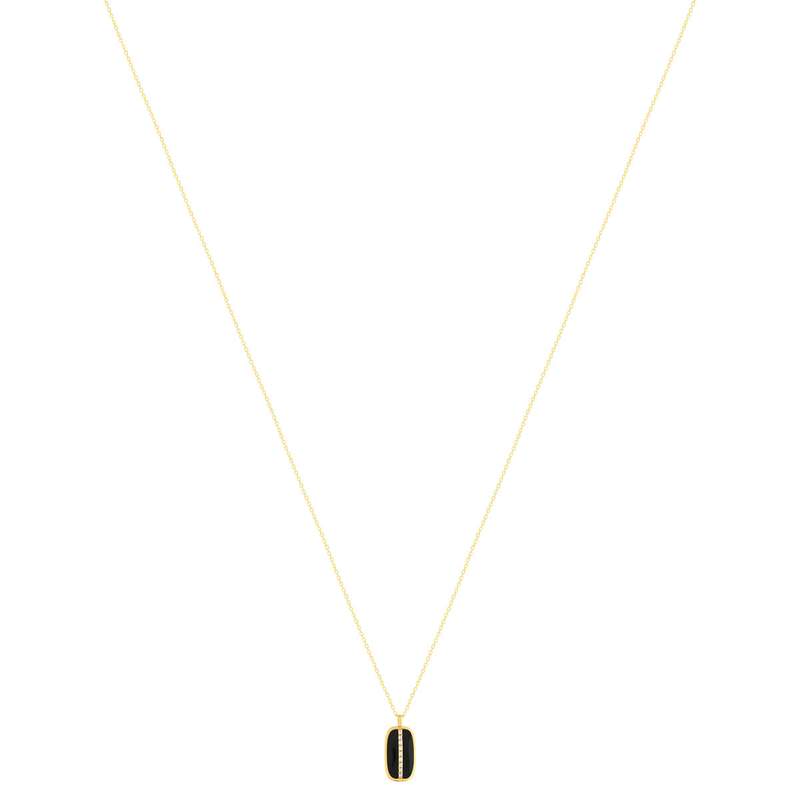 Collier or 375 jaune résine noire et zirconias 43cm - vue 2