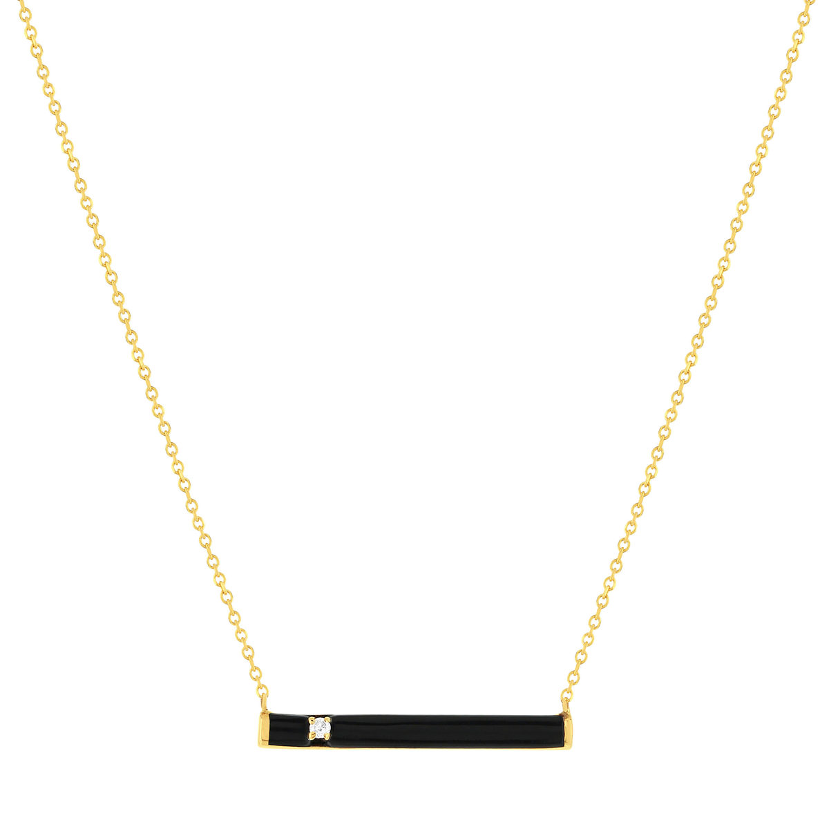 Collier or 375 jaune résine noire et zirconia 45cm