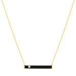 Collier or 375 jaune résine noire et zirconia 45cm - vue 1