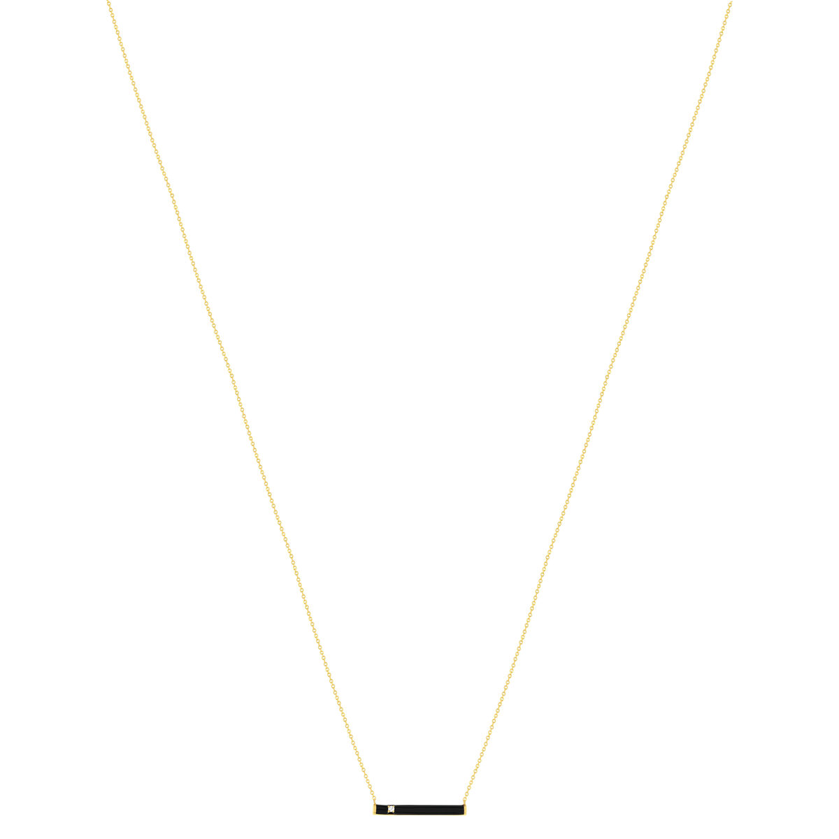 Collier or 375 jaune résine noire et zirconia 45cm - vue 2