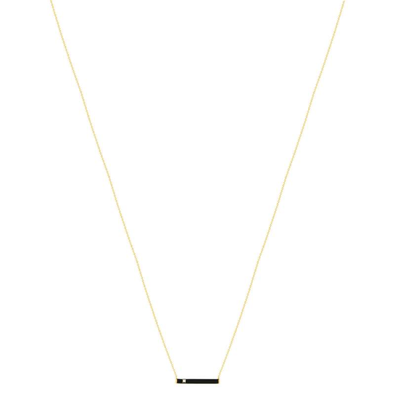 Collier or 375 jaune résine noire et zirconia 45cm - vue 2