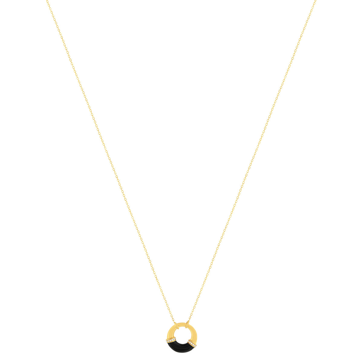 Collier or 375 jaune résine noire et zirconias 43 cm - vue 2