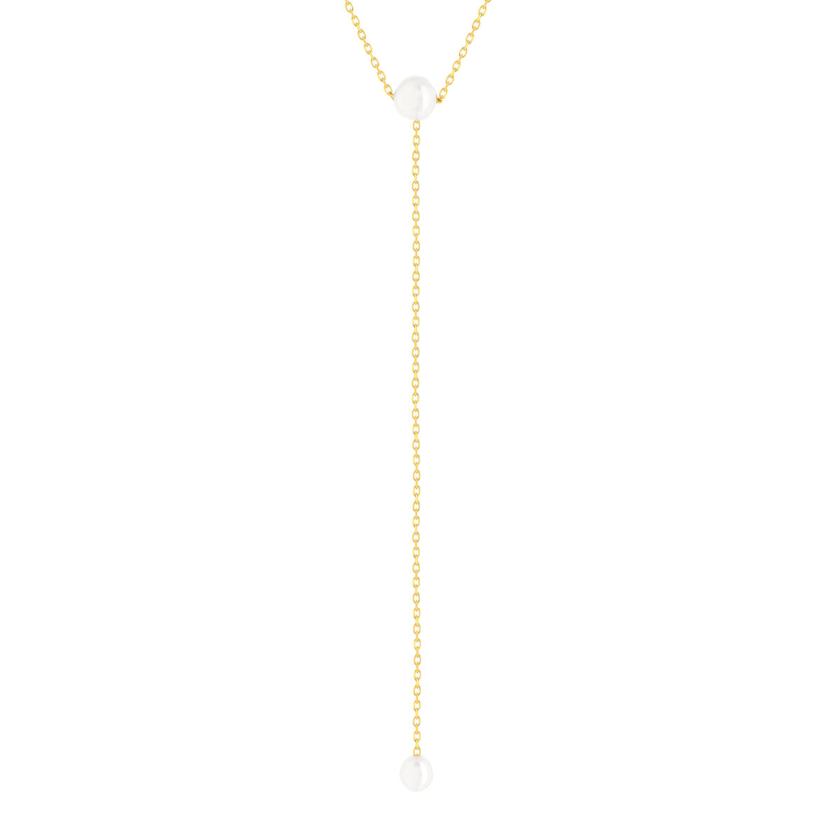 Collier or 375 jaune 2 perles de culture de Chine 43cm