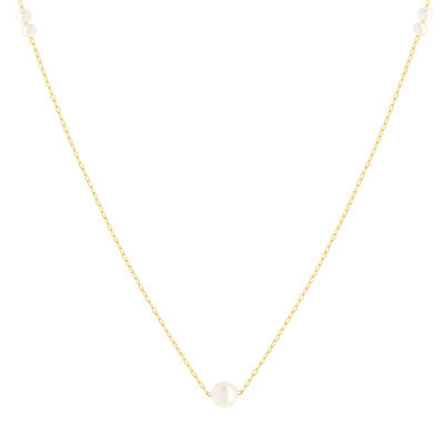 Collier or 375 jaune 7 perles de culture 45 cm