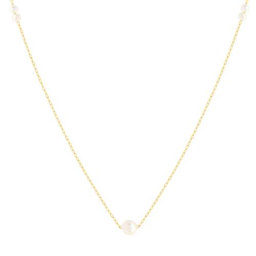 Necklace 375 yellow gold 7 cultured pearls 45 cm