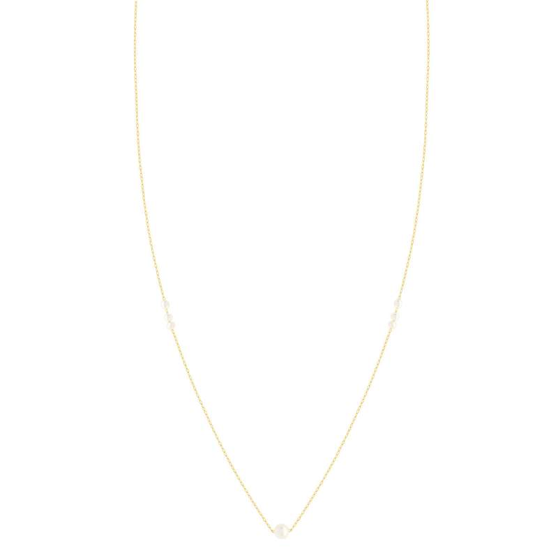 Gold necklace 375 yellow 7 cultured pearls 45 cm - view 2
