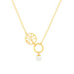 Collier or 375 jaune arbre de vie et perle de culture de Chine 43cm - vue 1
