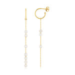 Boucles d'oreilles or 375 jaune pendantes 10 perles de culture - vue D1