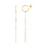 Boucles d'oreilles or 375 jaune pendantes 10 perles de culture - vue D2