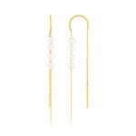 Boucles d'oreilles or 375 jaune pendantes 8 perles de culture - vue 1