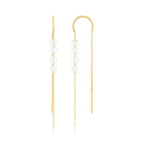 Boucles d'oreilles or 375 jaune pendantes 8 perles de culture