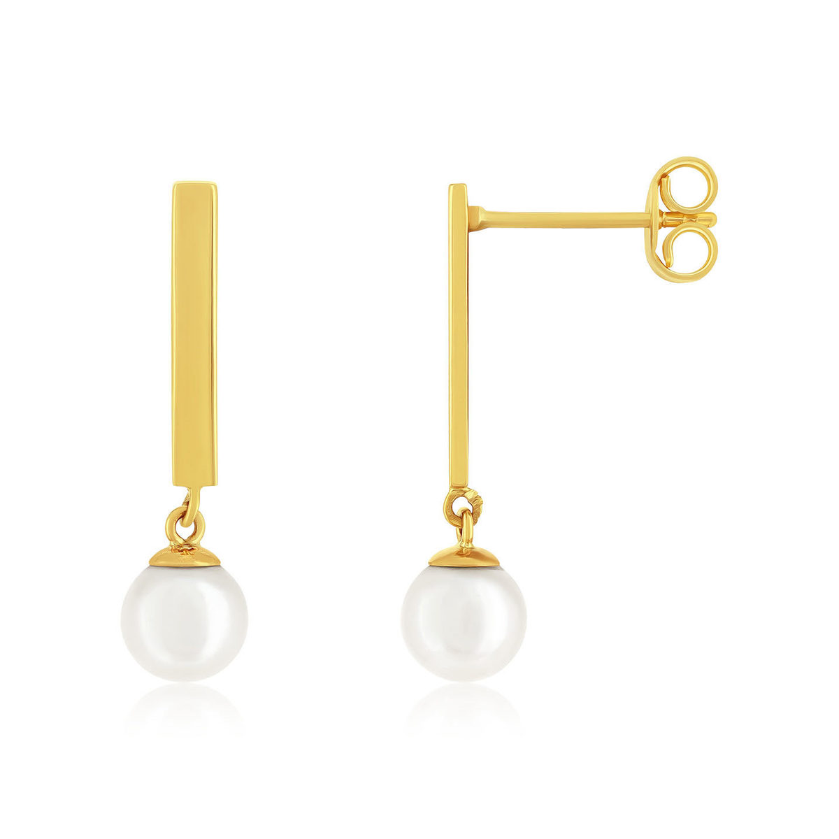 Boucles d'oreilles or 375 jaune 2 perles de culture de Chine