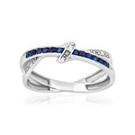 Bague or 375 blanc saphirs et diamants - vue 1