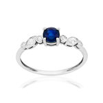 Bague or 375 blanc saphir et zirconias - vue 1