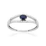 Bague or 375 blanc saphir et diamants - vue 1