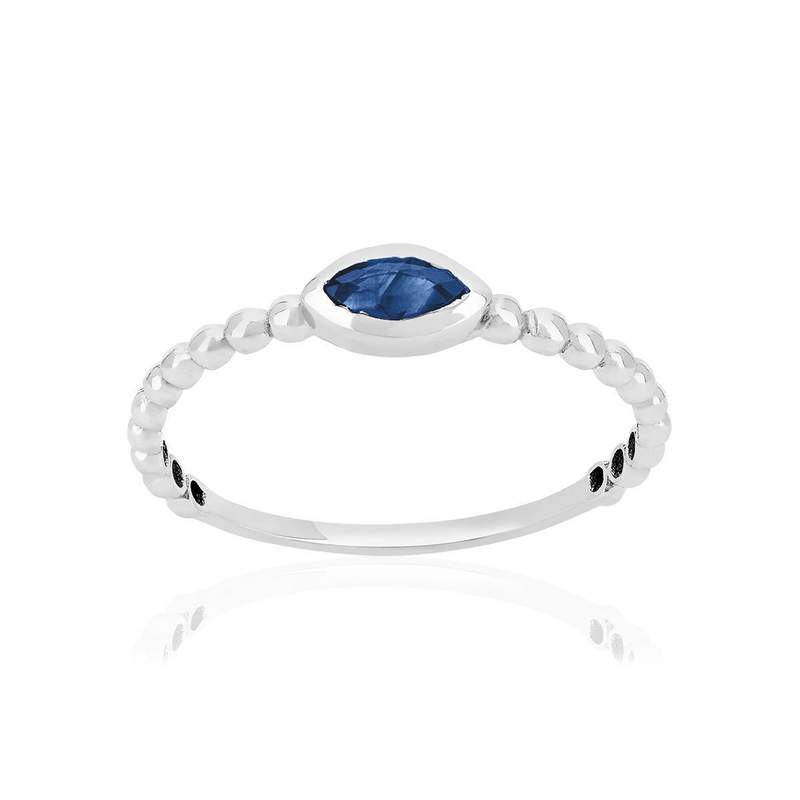 Bague or 375 blanc saphir - vue 1