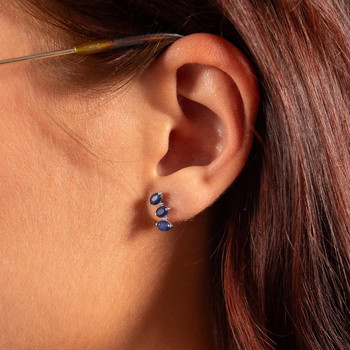 Gold earrings 375 white sapphires and zirconias