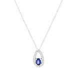 Collier or 375 blanc saphir et diamants 45 cm - vue 1