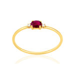 Bague or 375 jaune rubis et diamants - vue 1