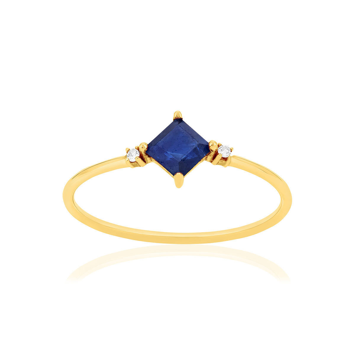 Bague or 375 jaune saphir et diamants