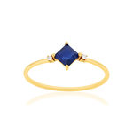 Bague or 375 jaune saphir et diamants - vue 1