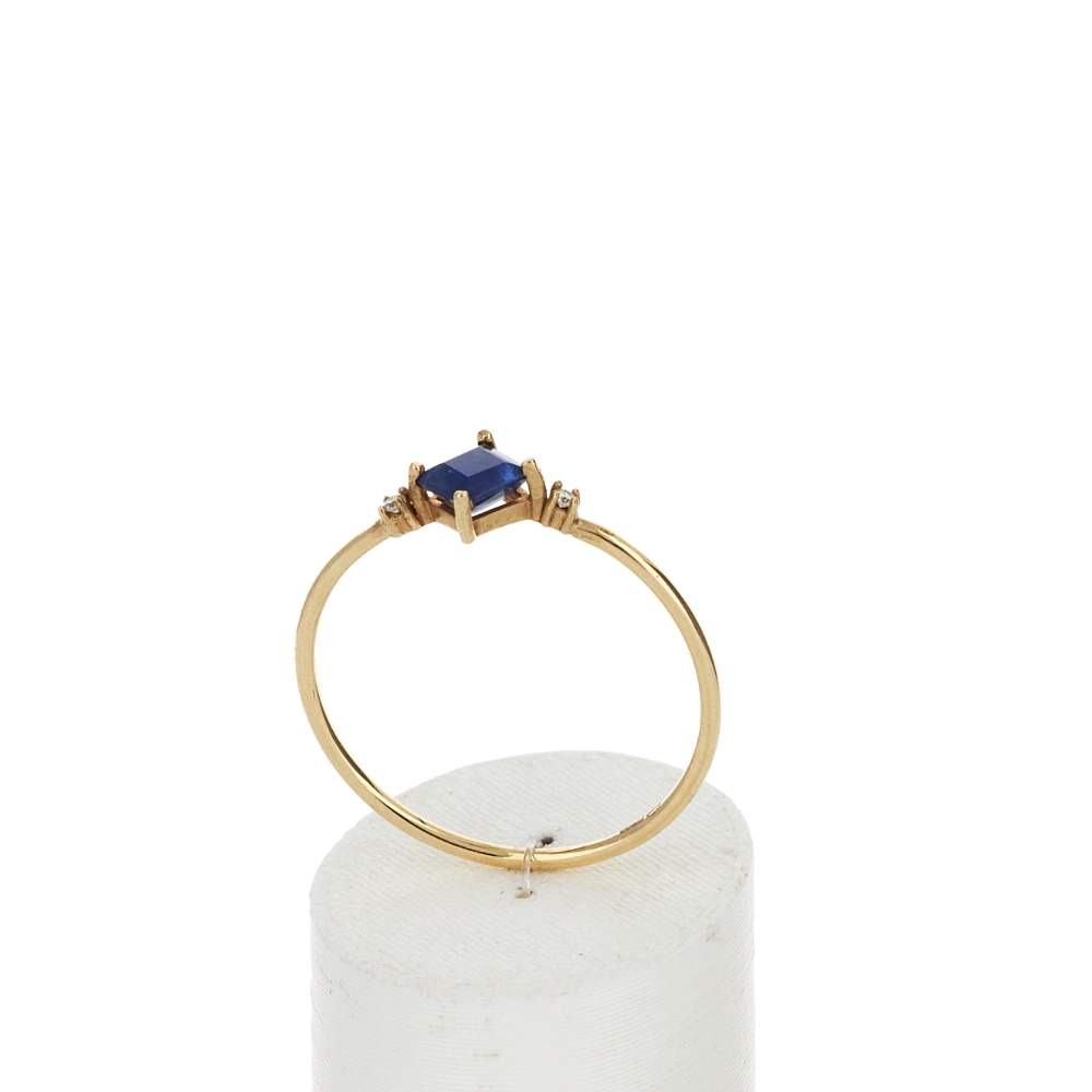 Bague or 375 jaune saphir et diamants - vue 2