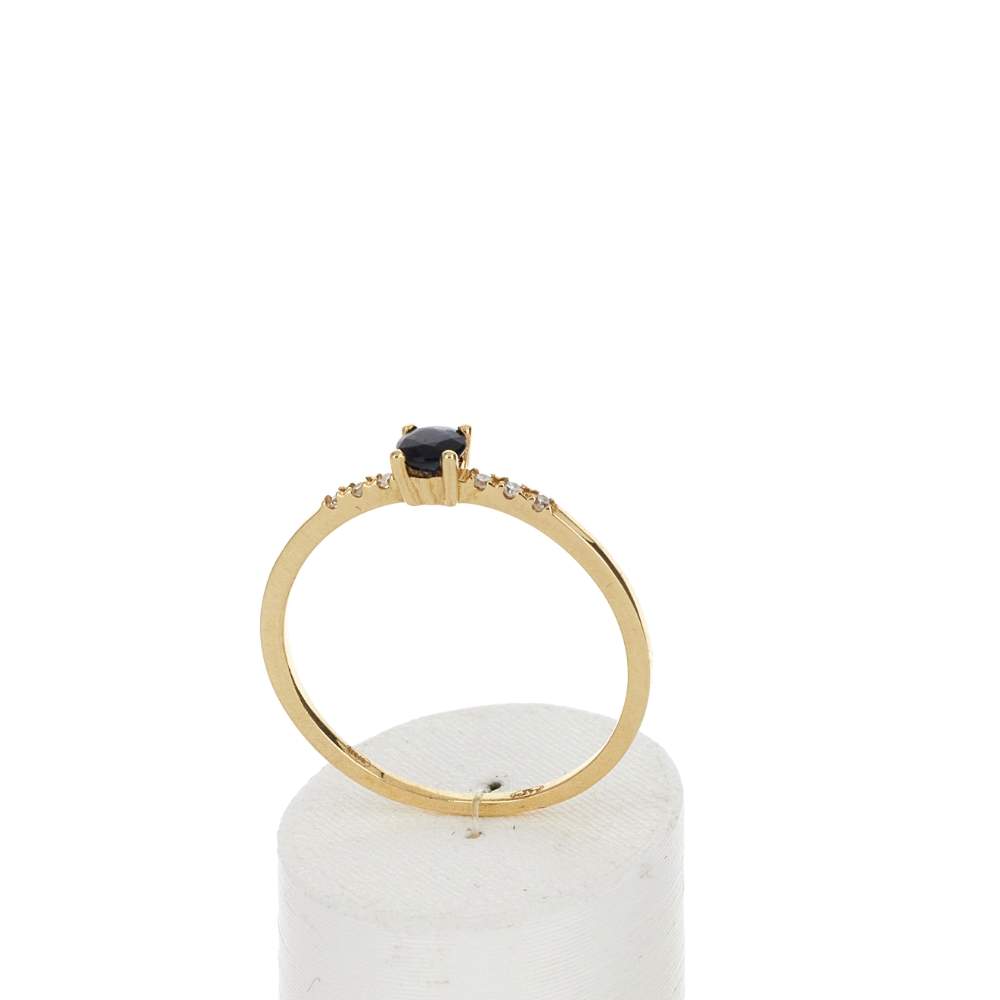Bague or 375 jaune saphir et diamants - vue 2