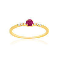 Bague or 375 jaune rubis et diamants