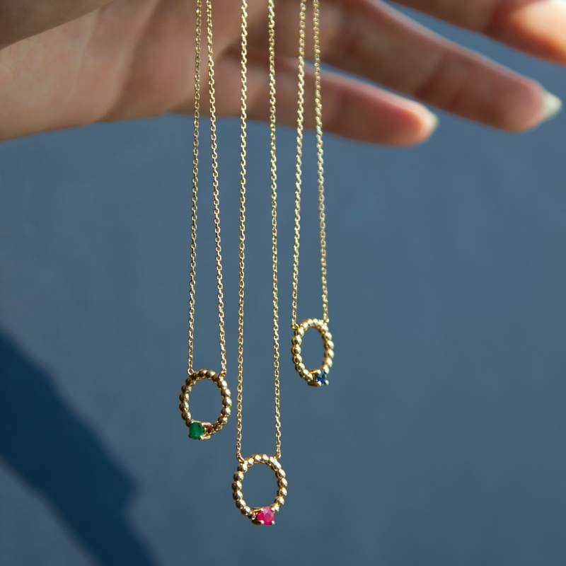 Collier or 375 jaune émeraude 45 cm - vue D1