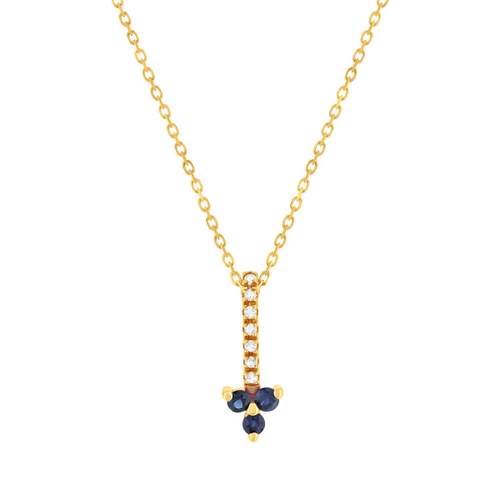 Gold necklace 375 yellow sapphires and diamonds 45cm