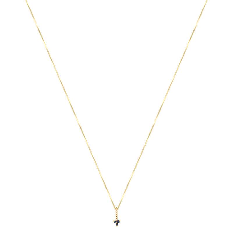 Collier or 375 jaune fleur saphirs et diamants 45cm - vue 2