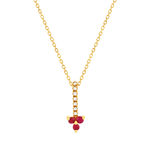 Collier or 375 jaune fleur rubis et diamants 45 cm - vue 1