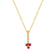 Collier or 375 jaune fleur rubis et diamants 45 cm