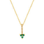 Collier or 375 jaune fleur émeraudes et diamants 45 cm - vue 1