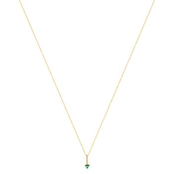 Collier or 375 jaune fleur émeraudes et diamants 45 cm