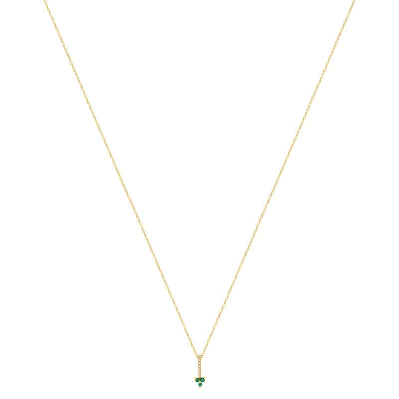 Collier or 375 jaune fleur émeraudes et diamants 45 cm - vue 2