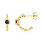 Boucles d'oreilles or 375 jaune 2 saphirs - vue 1